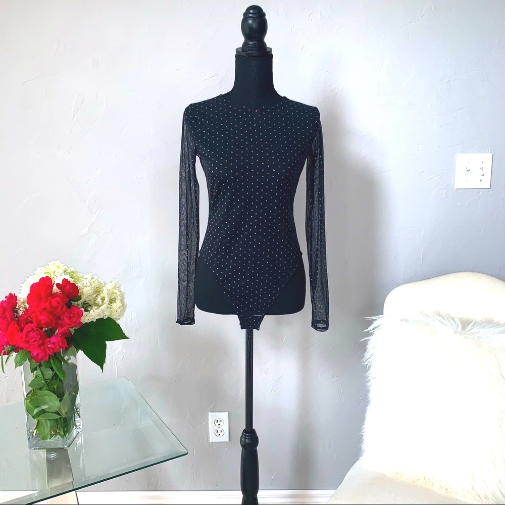 La Senza Mesh and Gold Polka Dot Bodysuit